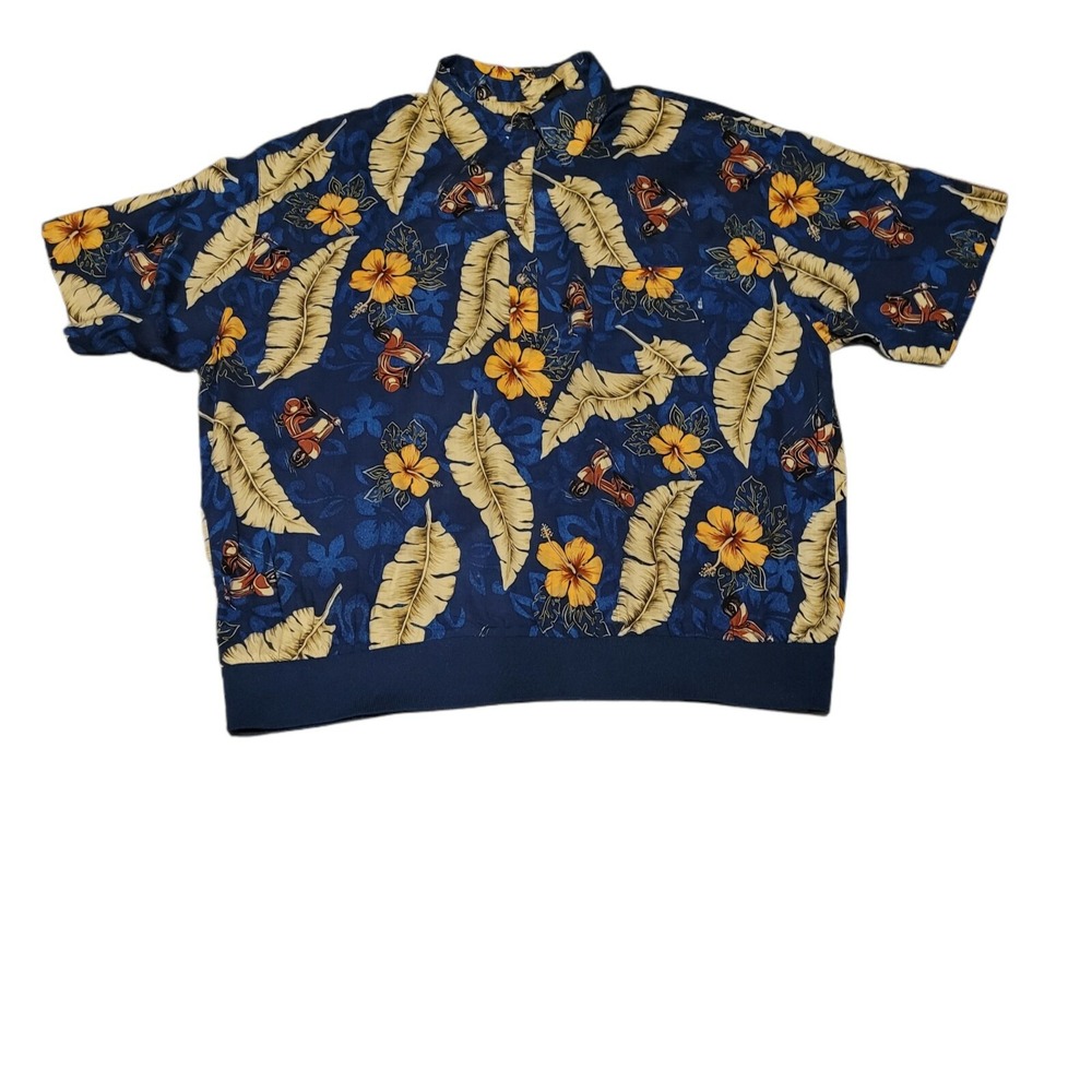 Hawiian Damante Shirt Elastic Waist All Over Floral Print  VacationShirt Sz 2XLT